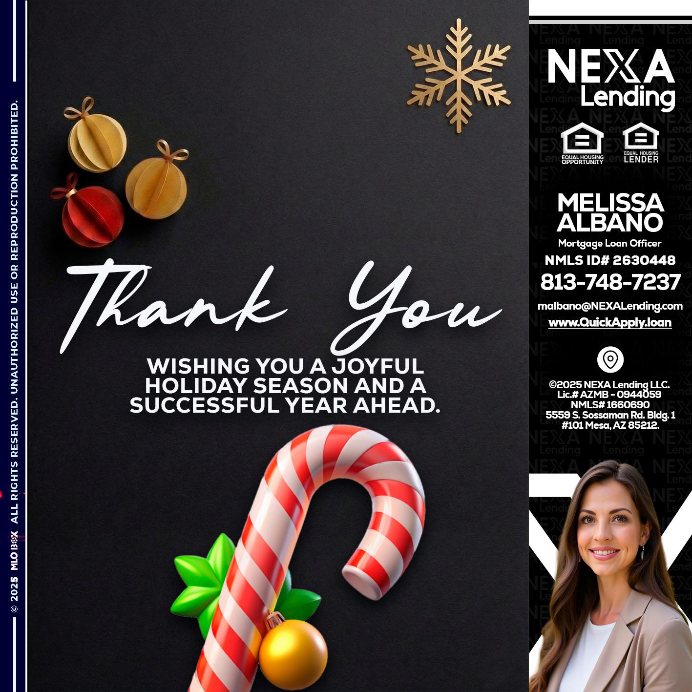 THANK YOU - Melissa Albano -Mortgage Loan Officer