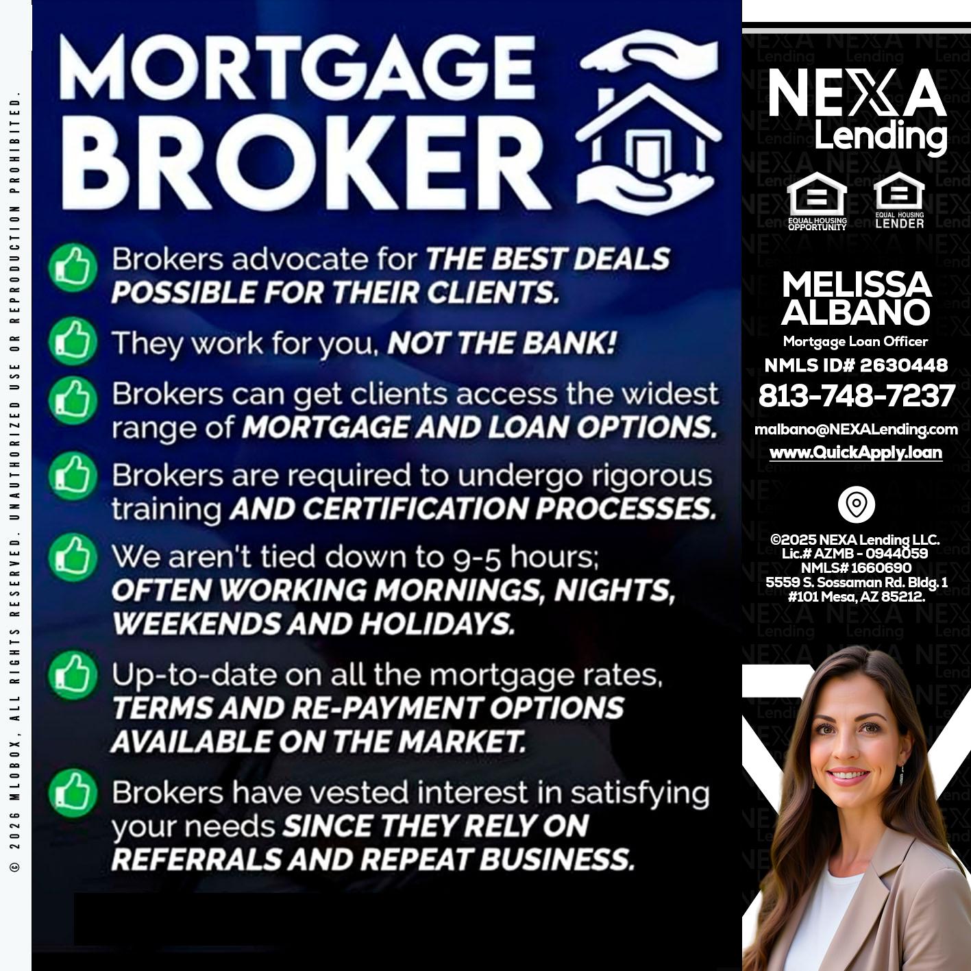 MORTGAGE BROKER - Melissa Albano -Mortgage Loan Officer