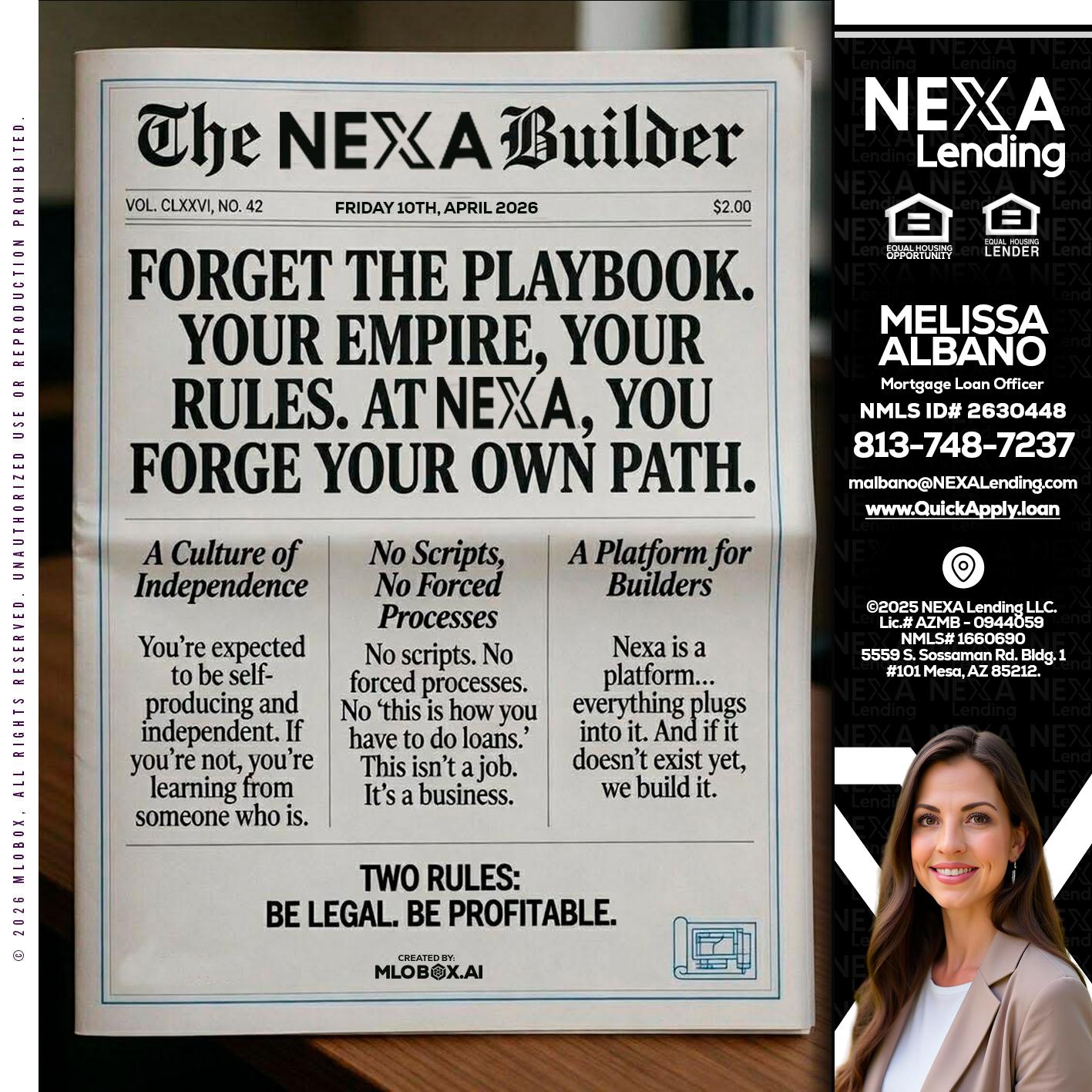THE NEXA BUILDER - Melissa Albano -Mortgage Loan Officer