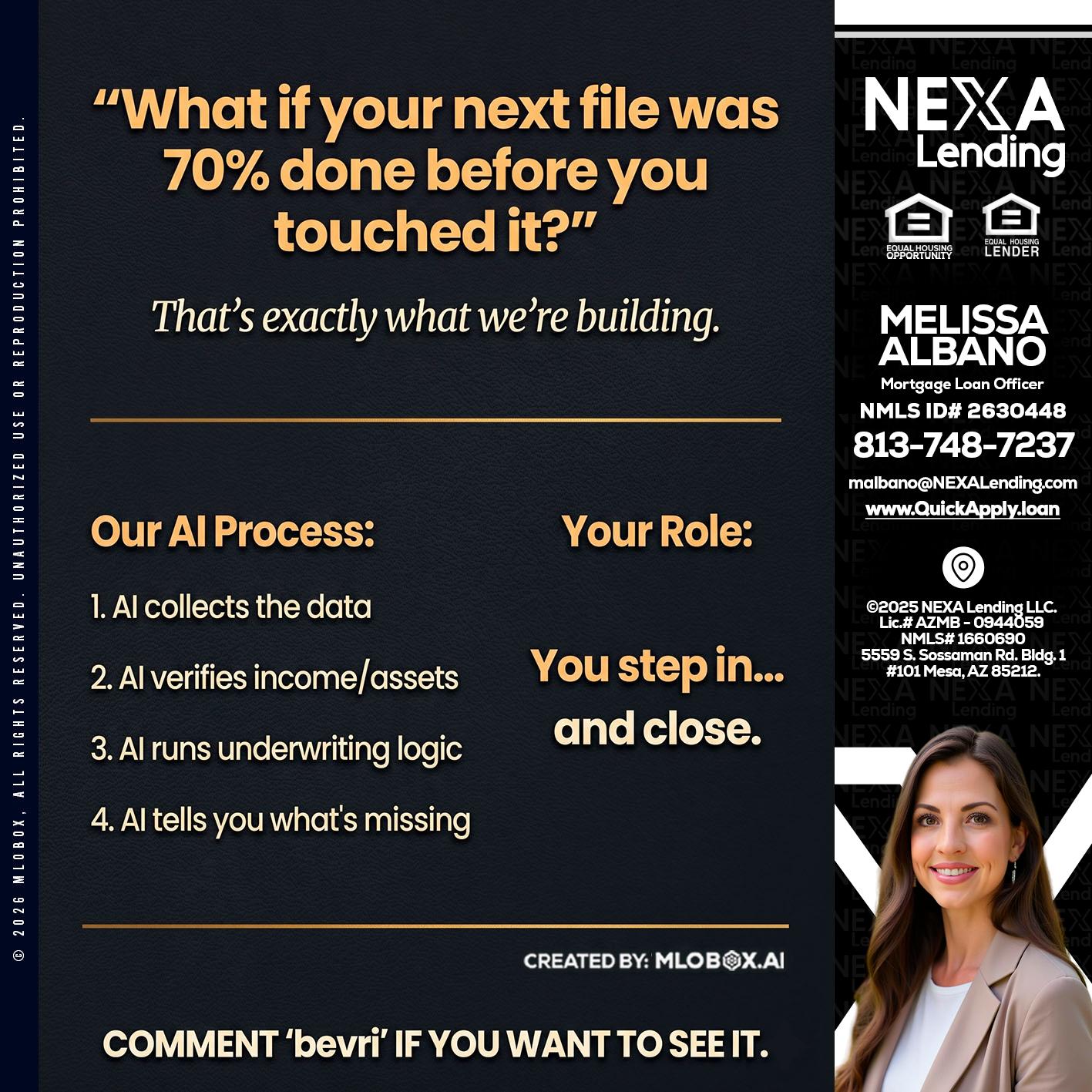 WHAT IF YOUR - Melissa Albano -Mortgage Loan Officer