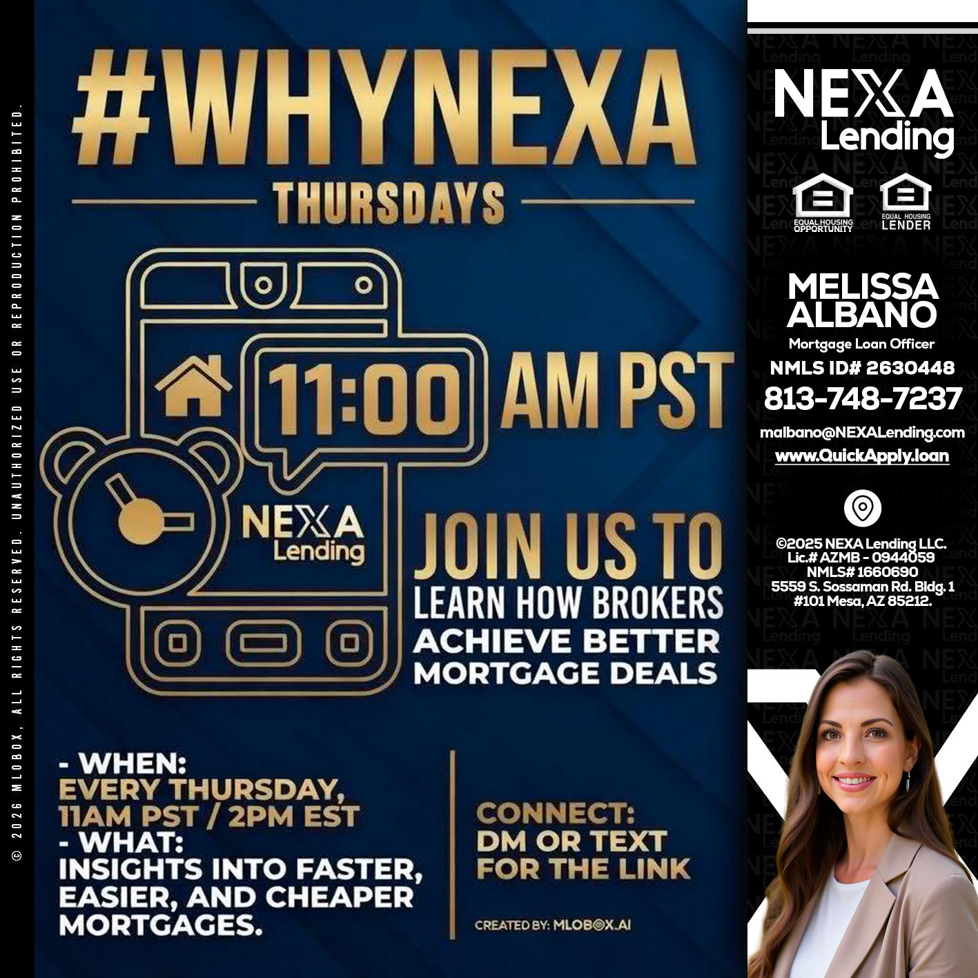 WHY NEXA THURDAYS - Melissa Albano -Mortgage Loan Officer