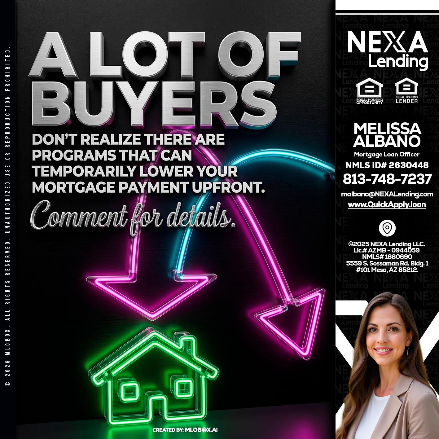 A LOT OF BUYERS - Melissa Albano -Mortgage Loan Officer
