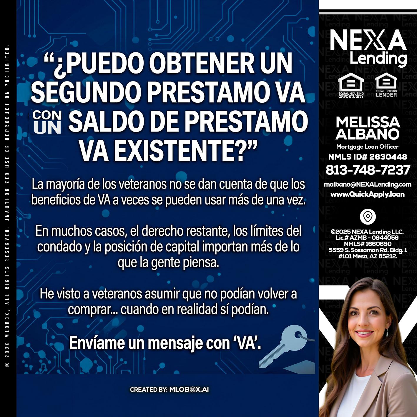 PUEDO OBTENER UN PRESTAMO VA - Melissa Albano -Mortgage Loan Officer