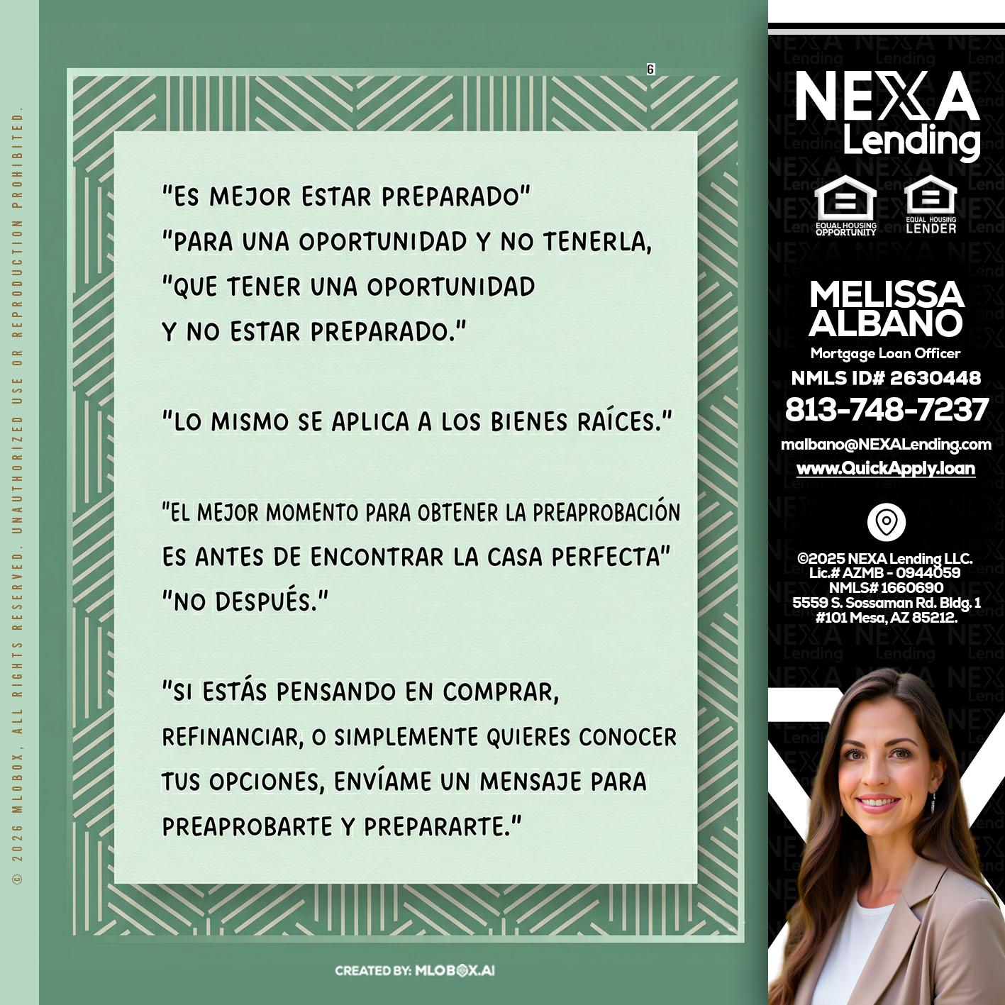 ES MEJOR ESTAR PREPARADO - Melissa Albano -Mortgage Loan Officer