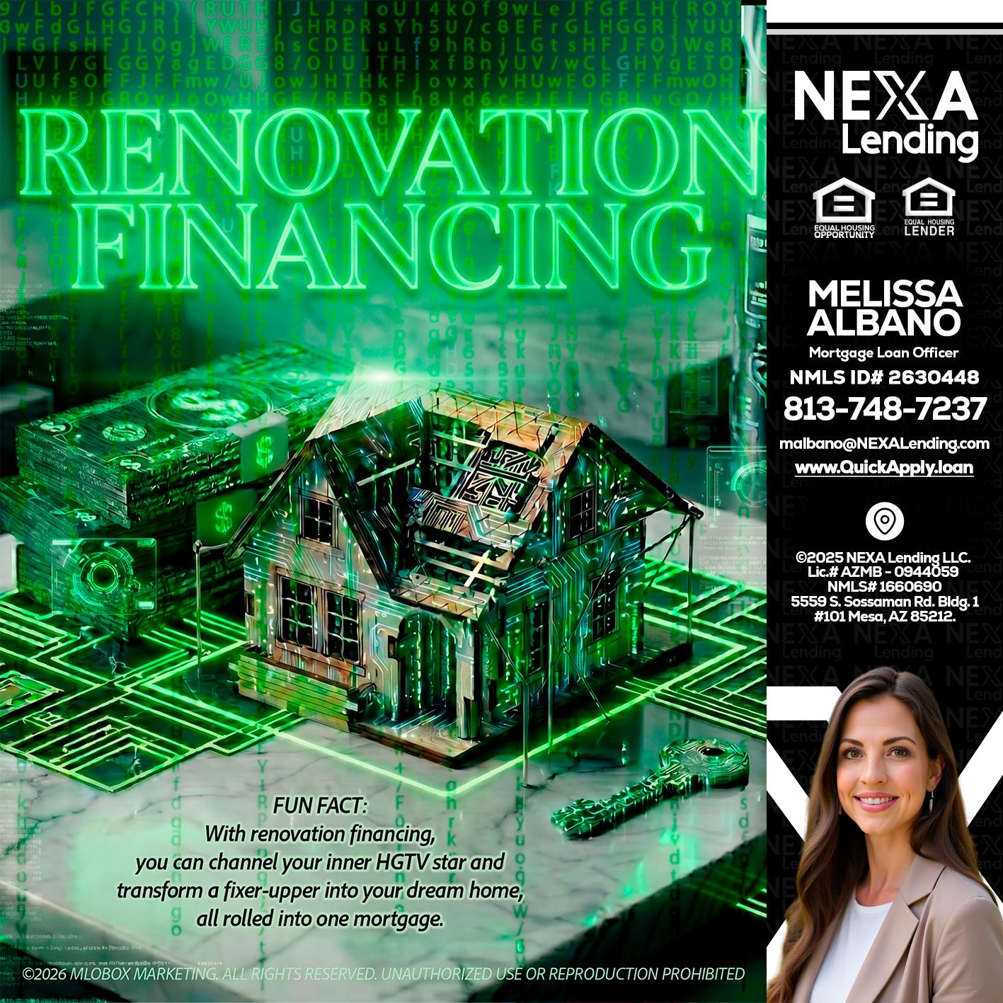RENOVATION FINANCING - Melissa Albano -Mortgage Loan Officer