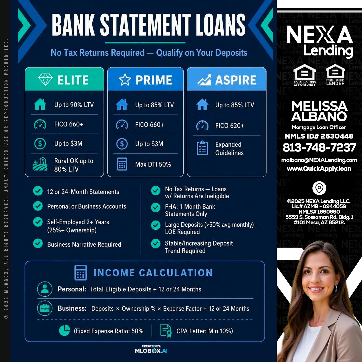 BANK STATEMENT - Melissa Albano -Mortgage Loan Officer