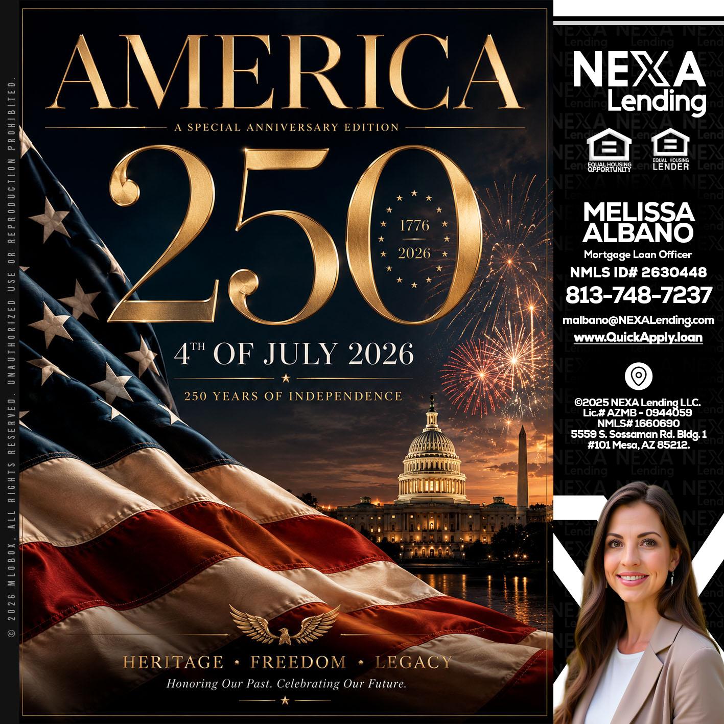 AMERICA 250 TH - Melissa Albano -Mortgage Loan Officer