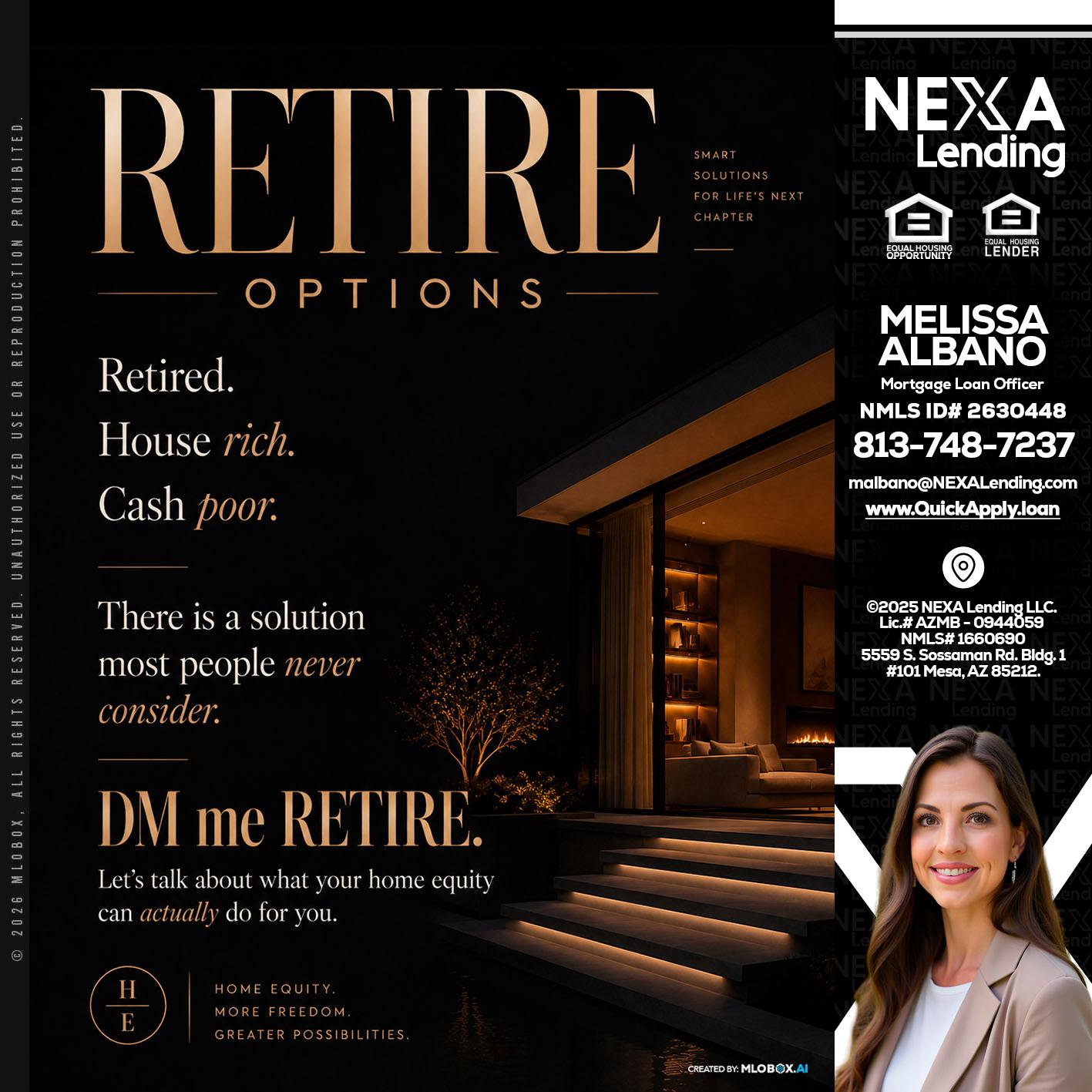 RETIRE LOANS - Melissa Albano -Mortgage Loan Officer