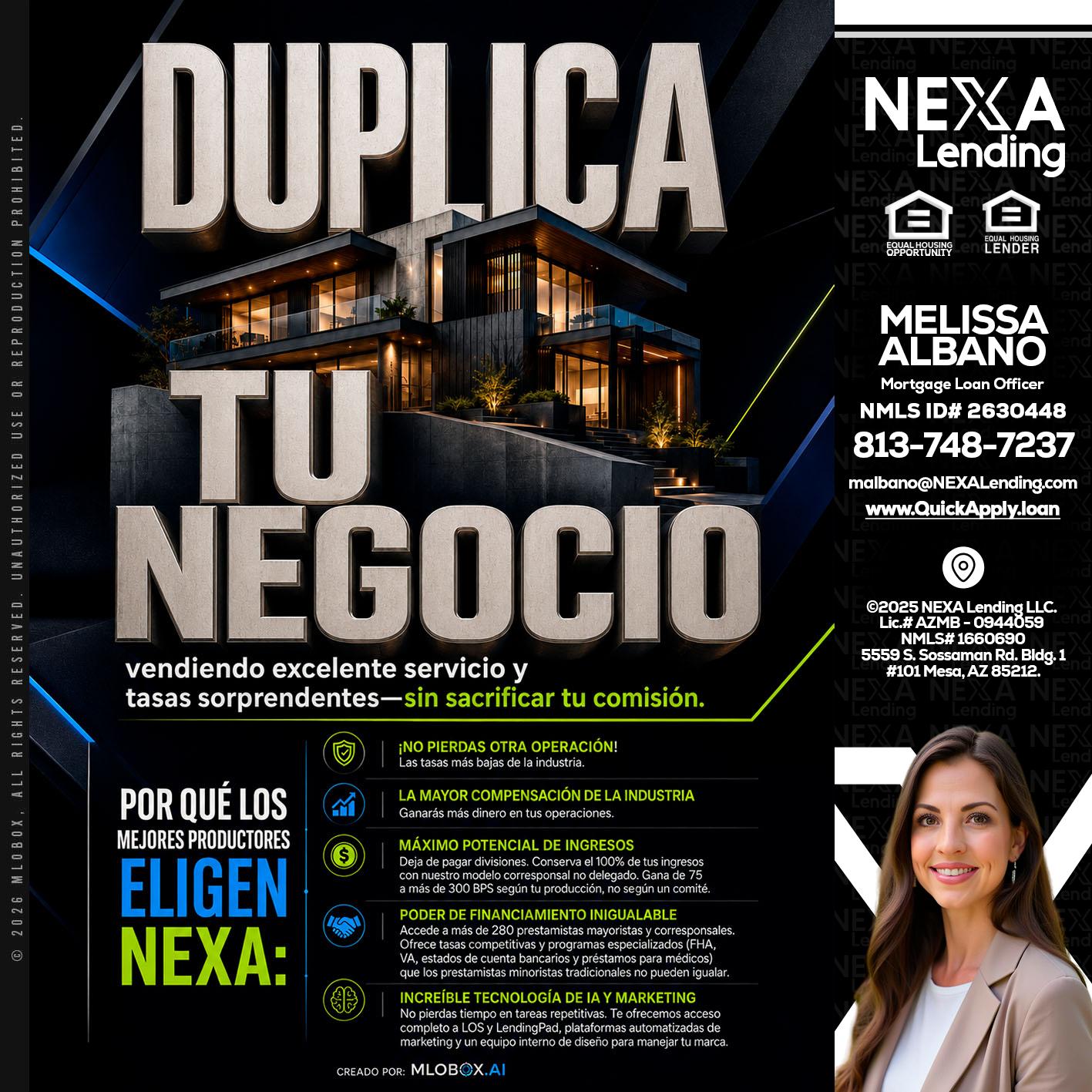 DUPLICA TU NEGOCIO - Melissa Albano -Mortgage Loan Officer