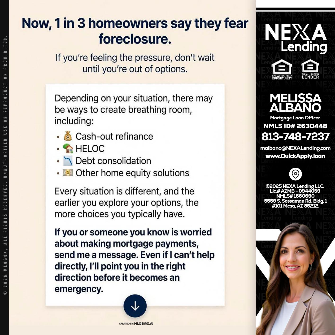 NOW, 1 IN 3 - Melissa Albano -Mortgage Loan Officer